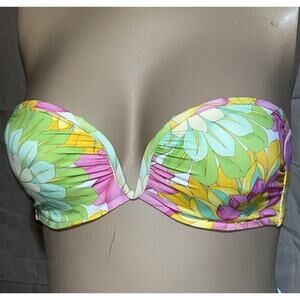 Shade & Shore Light Padded Underwire Tropical Floral Bikini Top Size 36DD